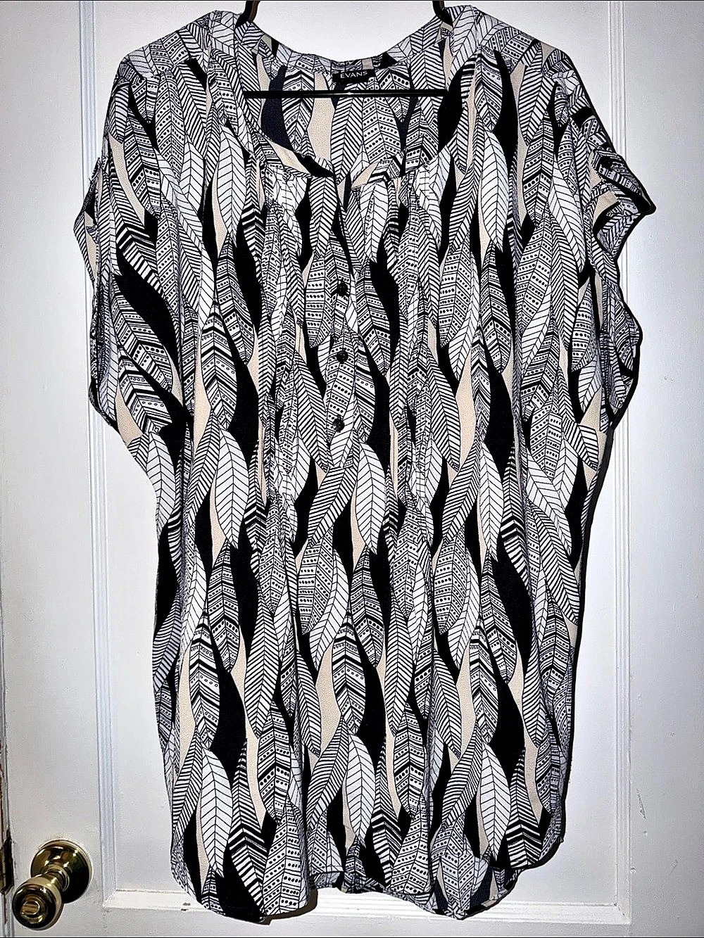 Evans Women's Geometric Tunic Black White Size 22/24